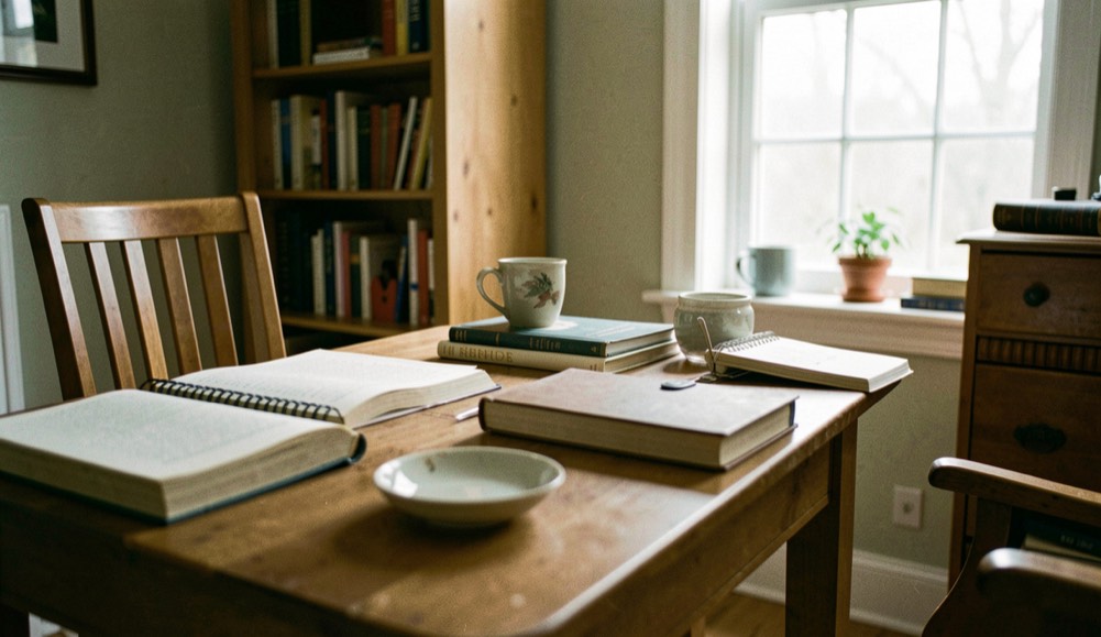 A calm editorial scene for Unexplained Activity In House using ordinary objects, soft natural light, and no staged evidence