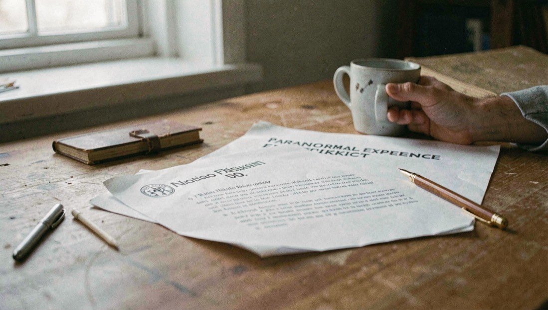 A printed field checklist, a pencil, and an ordinary home safety alarm on a wooden desk