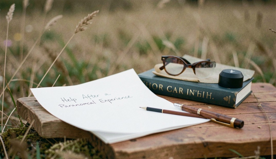 An editorial field-note scene for Help After a Paranormal Experience with ordinary objects, soft light, and no staged evidence