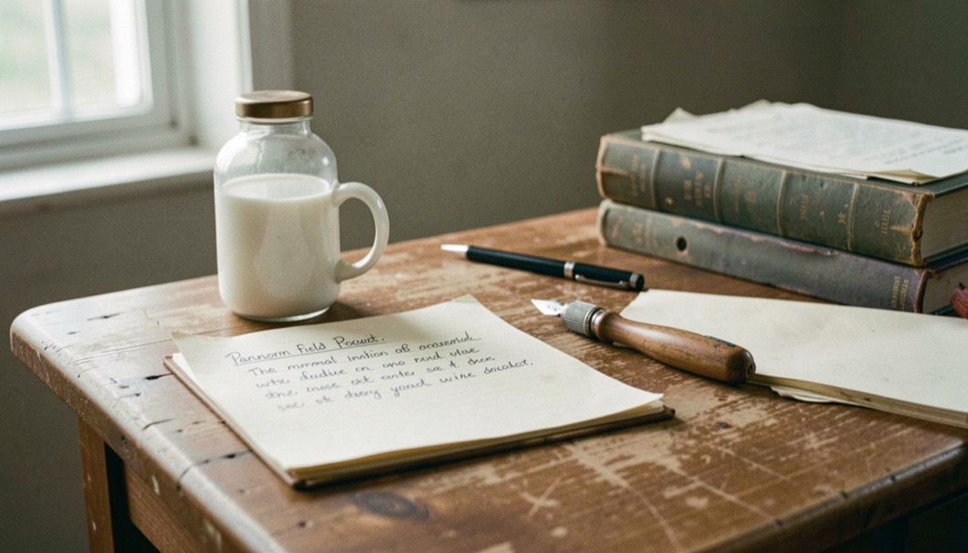 An editorial field-note scene for Paranormal Investigation Procedure with ordinary objects, soft light, and no staged evidence