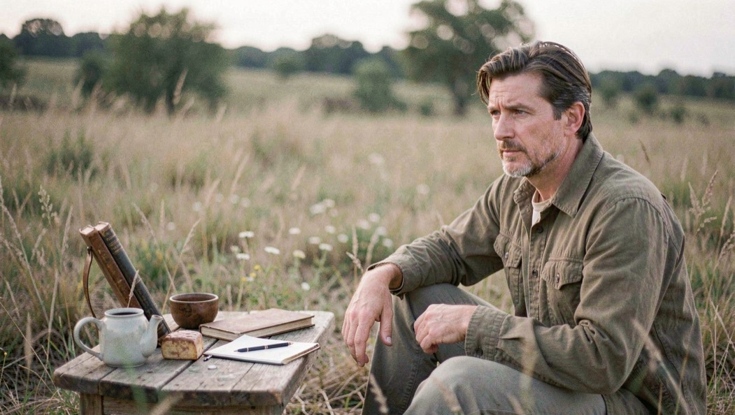 A calm editorial scene representing Sleep & Perception with a field notebook and ordinary details