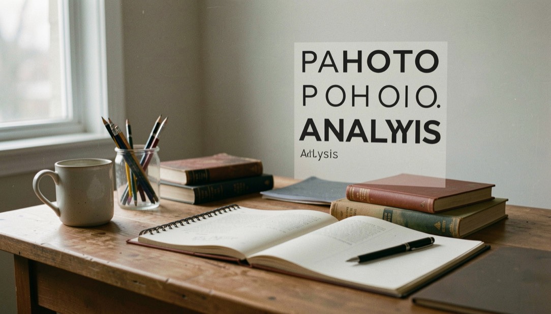 A calm editorial scene for Paranormal Photo Analysis using ordinary objects, soft natural light, and no staged evidence